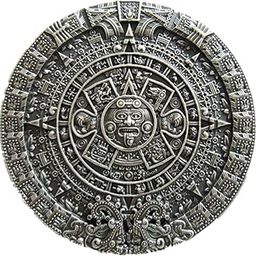 Vintage Silver Plated Aztec Calendar Belt Buckle-image-92