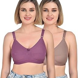 Comfort Pack of 2 Cotton Non-Padded Wire-Free Bras for Women – Cut & Sew,Soft, Breathable, Everyday Fit-image-2