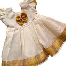 Stylish Party Round Neck Knee Length Short Sleeves Cotton Frock & Dresses for Kids Girls(White)-image-49