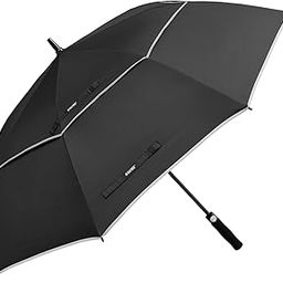 G4Free 47/54/62/68 Inch Automatic Open Golf Umbrella with Reflective Stripe Extra Large Oversize Double Canopy Vented Windproof Waterproof Stick Umbrellas-image-1