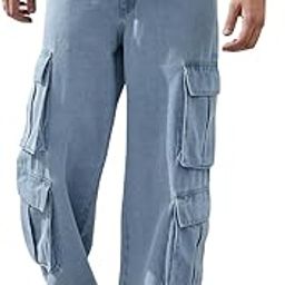 Men's Solid Blue Suede Button Loose Fit Jeans-image-36