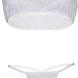 MYZA Women's Lycra Lace White Lingerie Set/Bandeau-Tube Bra Panty Set (Small, White)-picture-48