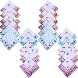 Heart Home Handkerchiefs | Soft Cotton Hankies for Woman | Hankies for Girls | White Border Ladies Hanky | Skin Care Hanky for Girls | Set of 24 | Multi-image-44