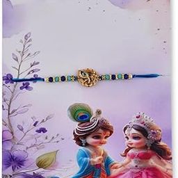 Kriti Life Fancy Peacock Rakhi for Brother | Handcrafted Designer Rakhi with Blue-Green Beads & Golden Feather Charm | Premium Raksha Bandhan Rakhi Thread-image-24
