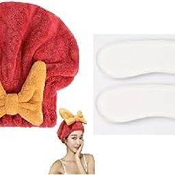 M.F.H 1 Pc's Hair Towel Wrap for Wet Hair,Super Absorbent Fast Drying Microfiber Hair Drying Towel Cap and Heel Protector Transparent Gel Patch Relieves Heel Protects Back of Heel (Pack of 2) Combo-image-0