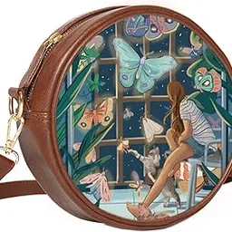 kalankit Round Sling For Women | Travel Crossbody Bags | Side Bags With Adjustable Strap | Girls Daily Use Sling Bags | Glowing Butterflies-picture-17