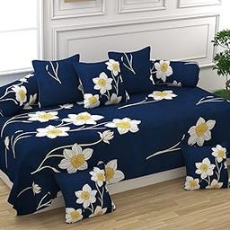 KETOSTICS 210TC Diwan Set Cotton 8 Piece | Deewan Printed Bedsheet Sets for Living Room Hall (Set of 8 Piece, 1-Bed Sheet 60x90 Inch | 2-Bolster Cover 16x32 Inch | 5-Cushion Cover 16x16 Inch)-14