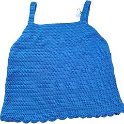 Handmade Crochet Tank top for Girls M Size Blue-image-24