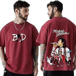 Michael Jackson Oversized Red Tshirt for Men and Women MJ Drop Shoulder Unisex Baggy Loose Fit T-Shirts-picture-19