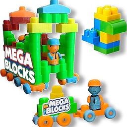 RVEE Kid's 64 Pcs Big Jumbo Sized Blocks Toys Building and Construction Block Set for Children Boys and Girls (Multicolor)-20