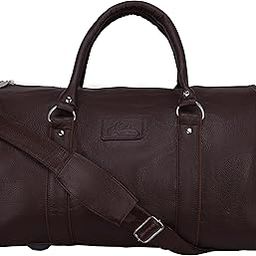 Duffle Bag for Travel with Shoe Pocket for Men and Women Made of Textured Leatherette with Detachable Shoulder Strap Cabin Bag (Brown)-image-81