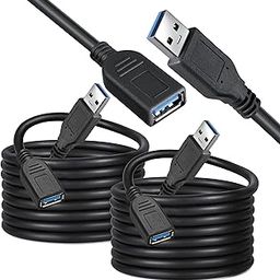 Storite 2 Pack 3M USB 3.0 Male to Female Extension Cable High Speed 5GBps Extension Cable Data Transfer for Keyboard, Mouse, Flash Drive, Hard Drive, Printer and More - Black-16
