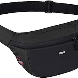 2.4L Waist Bag for Men Women I Headphone Hole I Ultra Strong Stitching, Sturdy Zippers, Waterproof, Fanny Pack for Hiking Travel Camping Running Sports with Adjustable Strap (Black)-image-38