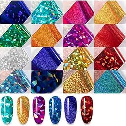 Nail Art Holographic foils16Pcs Nail Decoration Accessories Multicolor 22 * 4cm Each foil-44