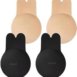 Sticky Bra Adhesive Bra 2 Pairs,Push Up Strapless Backless Bra for Women,Invisible Silicone Bras (Black, Gold)-image-64