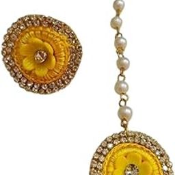 The Diva Decor Maang Tikka & Ring Combo Set – Pack of 7 (Yellow) | Trending Giveaway for Weddings, Haldi, Mehendi, Kirtan, Return Gifts for Ladies-image-15