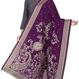 Women's Woven Chanderi Jaquard Banarasi Dupatta/Chunni With Tassels For Women, 36 Inch Wide and 2.3 Meter Length Printed Designer Odhni/Veil For Girls (Purple, Free Size)-picture-14
