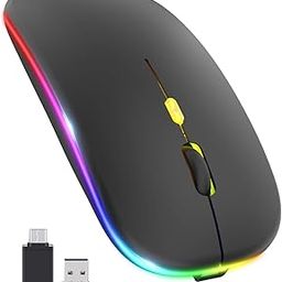 BUYFLUX LED Wireless Mouse, Slim Silent Mouse 2.4G Portable Mobile Optical Office Mouse with USB & Type-c Receiver, 3 Adjustable DPI Levels for Notebook, PC, Laptop, Computer (Black)-image-64