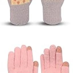 Women's Touchscreen Winter Woollen Pack of 2 Pairs Gloves For Cold Weather (SGD-11161118) (Multicolor, Free Size)-image-49