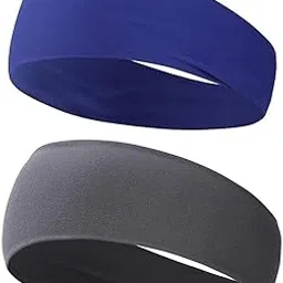 caiuse 2 Pack Running Headbands for Men Sweatbands Sports Sweat Bands Workout Thin Fitness Gym Yoga Headband Men - Athletic Headbands Men Cycling Sweat Band, (Blue Grey)-picture-21