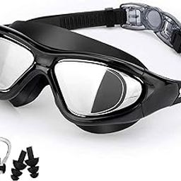 PRIME DEALS Premium Big Frame Competition Swim Goggles with Free Protective Case Pro Clear Lens & Wide-Vision Swimming Goggles with UV and Anti Fog Protection for Adult Men Women - Black.-17