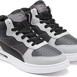 Men's White Casual Sneaker Hi-Neck Shoes with Synthetic Upper Lightweight Comfortable Mid Top Sneaker Shoes for Men's & Boy's Boston-11-image-80