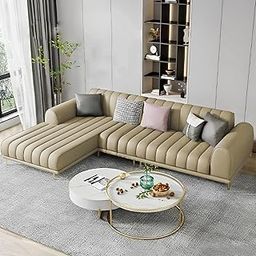 Casaliving Herrick LHS 4 Seater L Shape Sofa Set for Living Room (Cream Colour Fabric) Premium Velvet Fabric Sofa Set-image-34