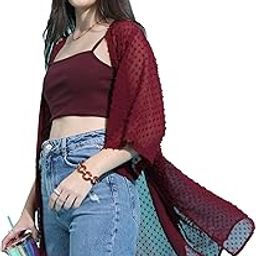 Self-Design Longline Open Front Shrug | Flared 3/4 Sleeves | Elegant & Lightweight Layering Piece for Casual & Formal Looks | Women Shrugs | Shrugs for women-30