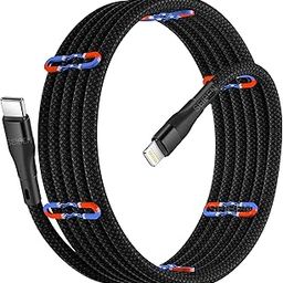 Magnetic Coiled Type C - Lightning Cable Compatible with iPhone, iPad & Airpods, 65W / 3.1A Magnetic MagCable® Nylon Braided O-MagCable® PD Technology, QC 3.0 Charging - 1.2 meter , Type C - L , Black-18