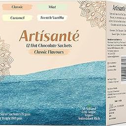 Artisante Hot Chocolate | Pack of 12 | 4 Classic Flavours | Classic, Mint, Caramel Vanilla | Single Serve | Low Sugar-image-35