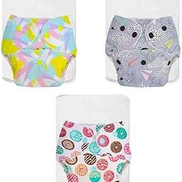 SuperBottoms BASIC Pack of 6 Side Leakage Proof Reusable Cloth Diaper with Quick Dry UltraThin |Freesize, Rash Free, washable Diapers for Kids 0-3 Yrs| Lasts up to 3Hrs|3 Shell + 3 Pads - Assorted-20