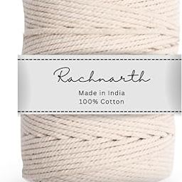 Rachnarth | 3 Ply Twisted Macrame Cotton Cord Dori (Roll Packaging) Thread for Macrame DIY and Other Projects (Off-White, 3mm | 100 Meters)-image-2