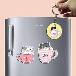 Deep Print Mart You and Me Acrylic Fridge Magnet Gift for Anniversary, Valentine, Wedding, Gift and Decoration for Husband - Wife, Boyfriend-Girlfriend, Free 1 Keychain-image-19