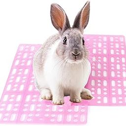 2Pcs Rabbit Cage, Pet Mat, Hollow Rabbit House Floor Mat, Durable Foot Resting Pads for Rabbit, Hamster, Guinea Pig (Pink)-14