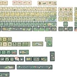 KiiBoom X Cosydiaries Rainy Froggy Day Keycap Set, 143 Keys MOA Profile Keycaps, PBT Custom Keycaps for Mechanical Keyboard, Compatible with ANSI/ISO, 60%, 65%, 75%, TKL, Full-Sized Layout-image-2