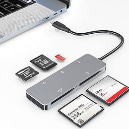 CFast Card Reader, USB C CFast 2.0 Card Reader, Type-C 3.0 5Gbs CFast Memory Card Adapter for SanDisk, Lexar, Transcend, Sony Card, Read CFast/TF/SD/XD/CF 5 Cards Simultaneously-3