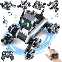 VikriDA Remote Control Cars for Kids Adults, 8WD Gesture Sensor RC Stunt Car with Light, Music, RC Robot Dog Toys,Birthday Toy for 6 7 8 9 10 11 12 13 Years Old Boys Girls Kids,Black-5