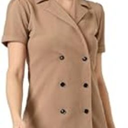 Women Solid Brown Texture Polyester Regular Fit Semi Formal Blazer Dress-19