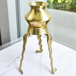 Ani Divine Big Size Brass Shivling Stand Naag Devta Design Tripai Lota with Brass Abhishek Kalash Lota 12 Inch for Shivratri, Home Puja, Saawan, Jalabhishek-3