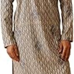 (Since 1958 Men's Cotton Gold Thread Embroidered Kurta with Churidaar Pyjama-image-1