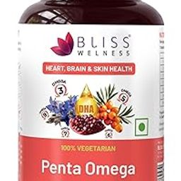 Bliss Welness Penta Omega | 3 5 6 7 9 Fatty Acids Blend with Natural Antioxidants | Advanced Formula for Heart, Brain, Skin, Joints & Metabolism | 60 Softgels | Vegetarian Source-image-3