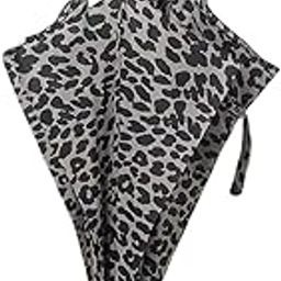Long Handle Umbrella Sturdy Leopard Print Umbrella for Walking Trips Outdoor Gray-29