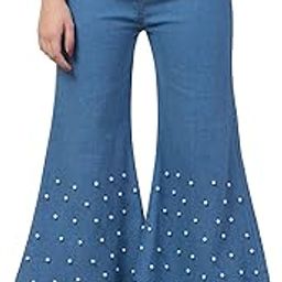 Cotton Denim Palazzo|Casual Jeans for Women (Light Blue)-image-52