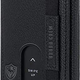 Smart Slim Wallet for Men – RFID Blocking Leather Card Holder with Swipe-Up Slot & Elastic Strap – Minimalist Front Pocket Wallet (Black)-4