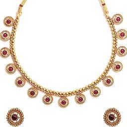 Golden Plated Temple Design Goddess Laxmi Necklace Set for Women & Girls | Antique Traditional South Indian Jewelry | Wedding & Special Occasion-image-19
