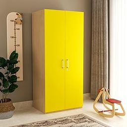 Viz Craft Engineered Wood Wardrobe Closet for Bedroom/Kids Room || Engineered Wood Wardrobe with Multiple Storage Space || Free Standing || (Yellow & Beige - DIY)-image-27