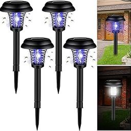 Qualirey 4 Pcs Solar Bug Zapper Waterproof Outdoor Mosquito Zapper Killer and Lighting Repellent Lamp for Indoor Outdoor Use Garden Patio, Purple and White Light(Plastic,Black)-23