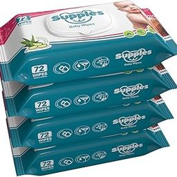 Amazon Brand - Supples Baby Wet Wipes with Lid | 288 Wipes | 72 Wipes x 4 Packs | Enriched With Aloe Vera and Vitamin E | Alcohol-Free and Paraben-Free | Pure Water-Based formulation-15