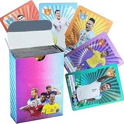 Bestie Toys Football Cards - 55 Non-Repeated Soccer Star Collection, Black Foil Trading Cards, Sports Souvenirs for Kids & Adults, Rainbow-image-26