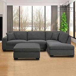 Homeify Adison Wooden 5- to 6-Person Sofa Fabric RHS L Shape Sofa Set with Center Table (Premium Velvet,Fabric,Grey)-image-84
